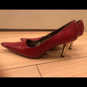 Red Snake Skin with Gold Heels